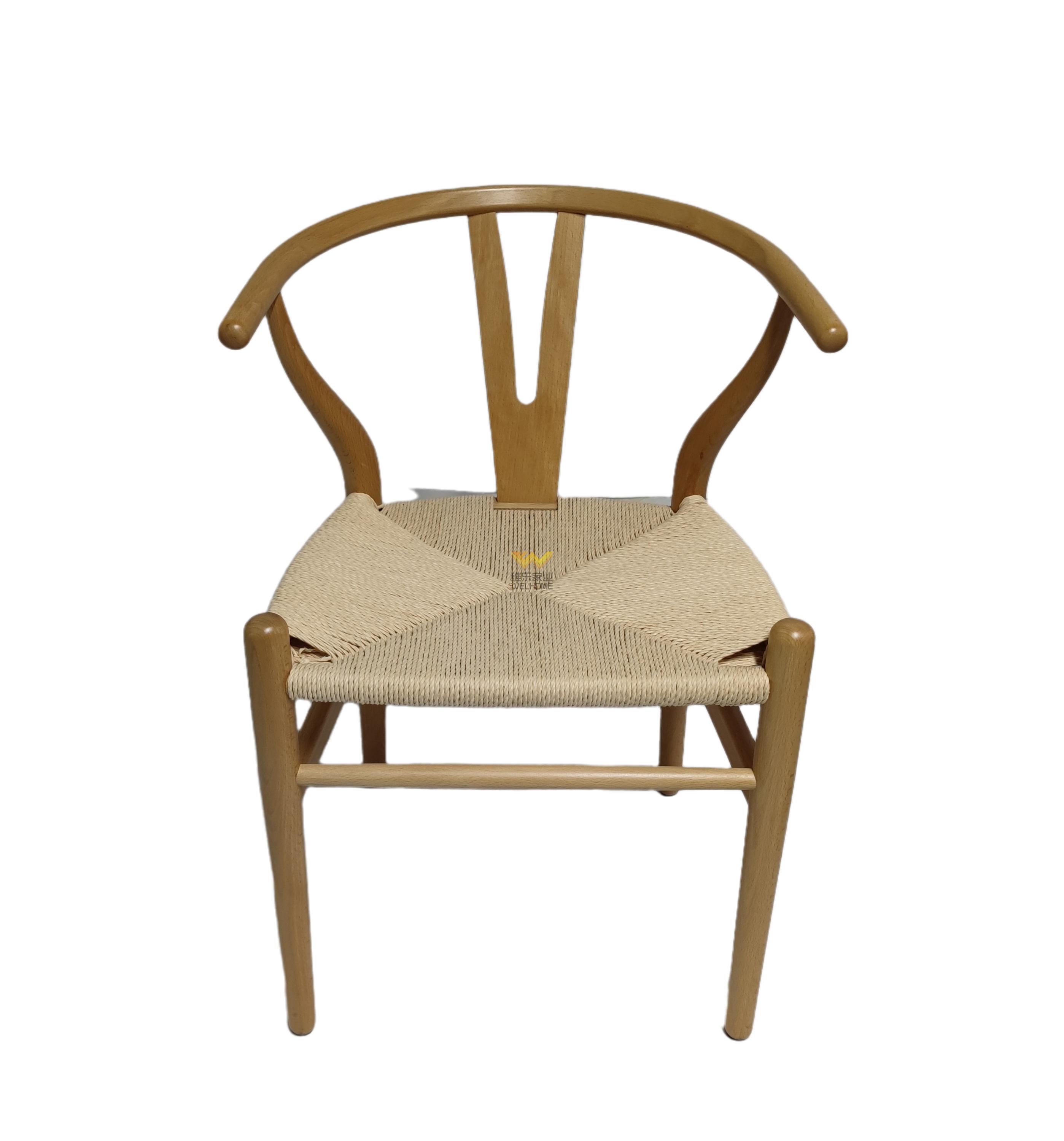 Restaurant furniture solid wood paper cord wishbone dining chair